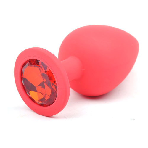 Red Silicone Anal Plug Large w/ Red Diamond
