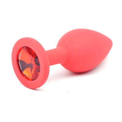 Red Silicone Anal Plug Small w/ Red Diamond