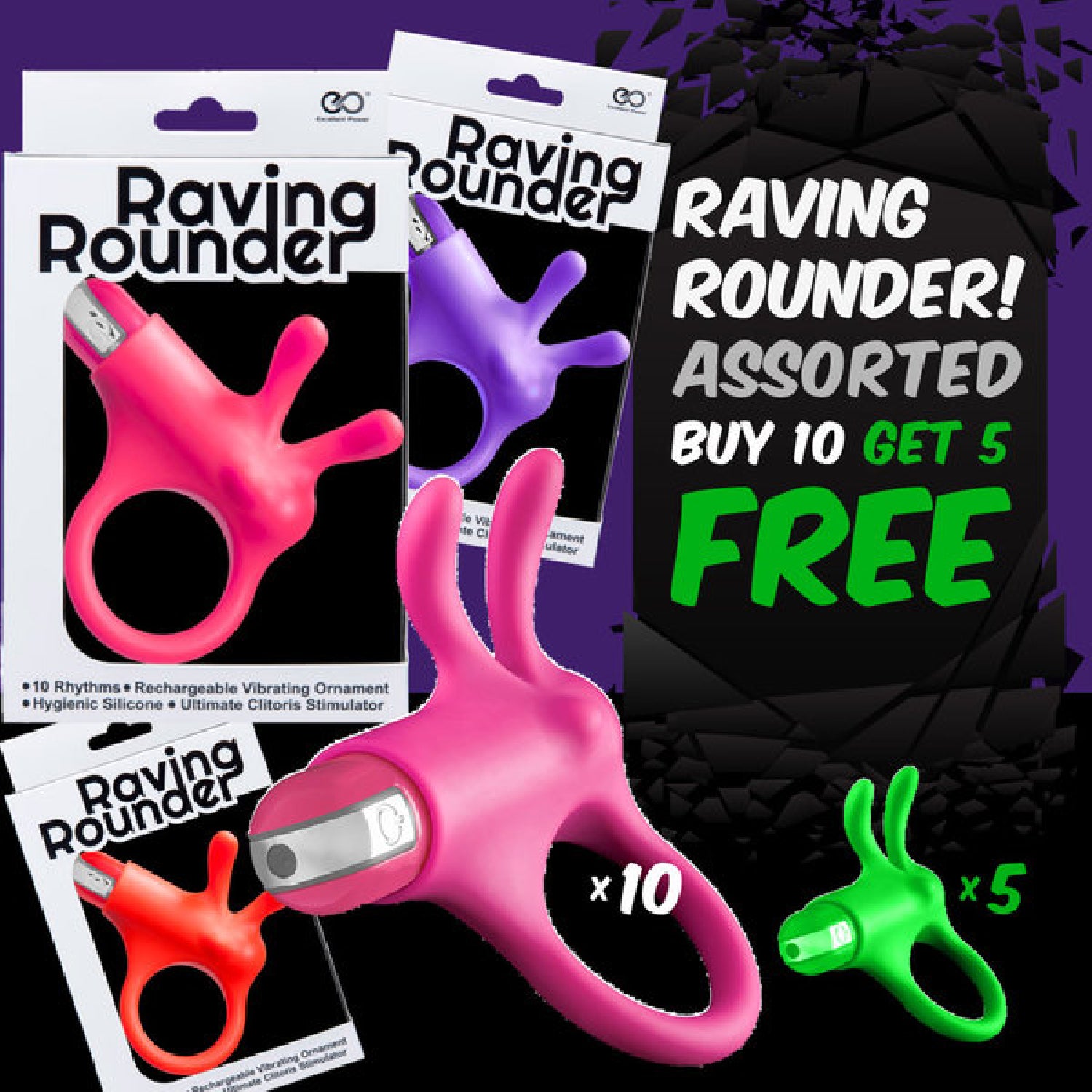 Raving Rounder Cockring (Buy 10 Asst Get 5 Free)