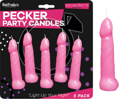 Bachelorette Pecker Party Pink Candles 5pk - Swedish Vibes